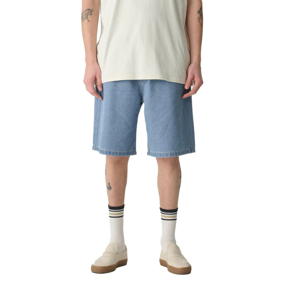 S/Double - Emb Denim Standard Shorts Mid Blue - Image 3