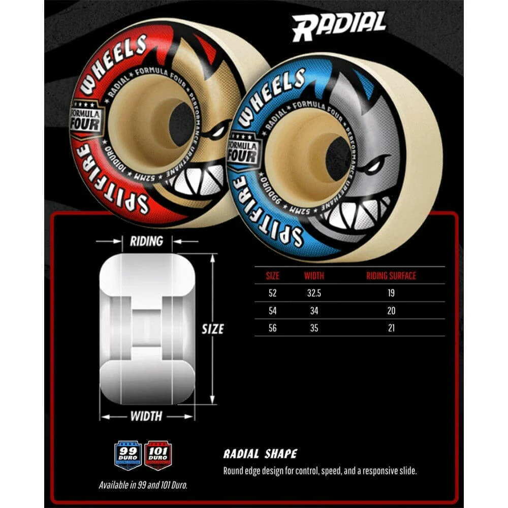 Spitfire - F4 Grant Taylor Undead Radials 57.5MM 99A Skateboard Wheels - Image 3